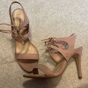 New Look Blush Suede Tie-Front High Heel Sandals